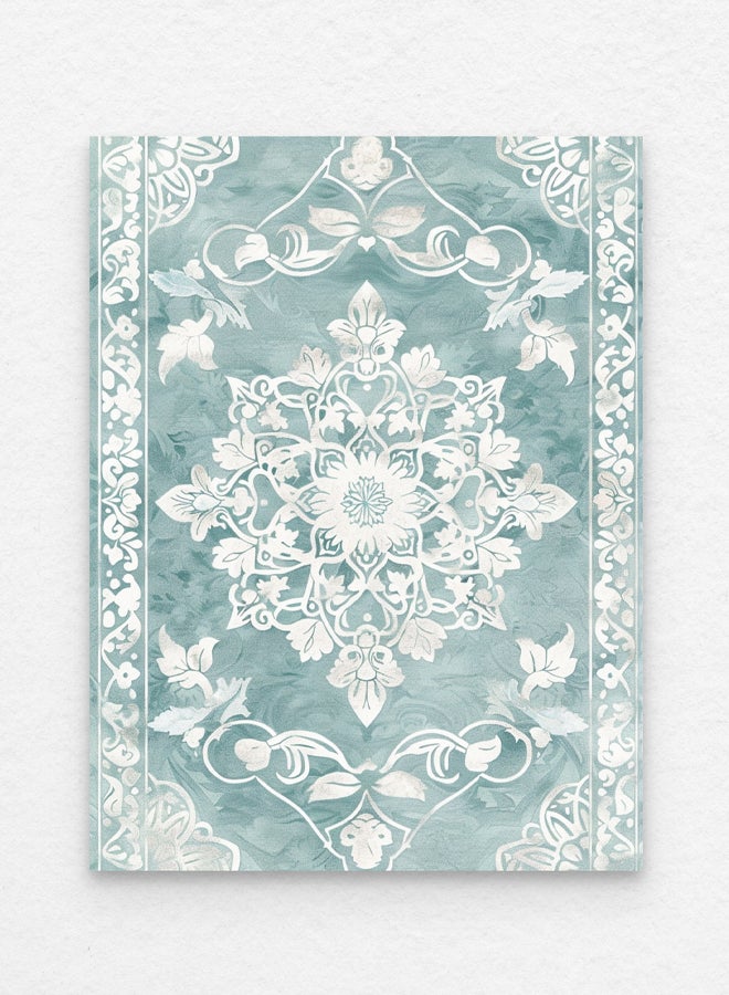 Art Decor Art Decor Blue and White Snowflake Rug Pattern Art Print Framed Fine Art Seasonal Wall Décor for Living Room Bedroom Winter Decor Gifting  - Image 3