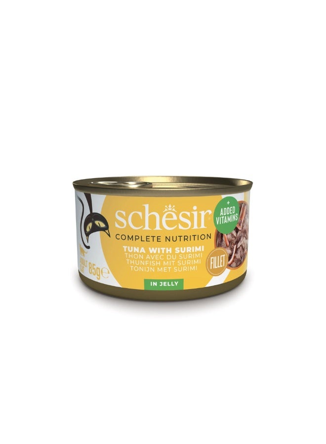 شيسر طعام قطط شيسير المغذي والمتوازن في علبة جيلي - تونة مع سوريمي 6x85غ [6 علب] - Image 2