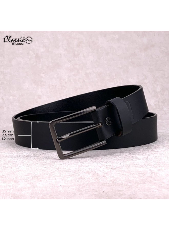 Classic Milano Genuine Leather Belt for Men – Black Formal Belt Men – Men Belts for Office & Business Wear – Mens Belt Leather with Gift Box - Image 5