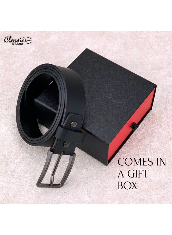 Classic Milano Genuine Leather Belt for Men – Black Formal Belt Men – Men Belts for Office & Business Wear – Mens Belt Leather with Gift Box - Image 4