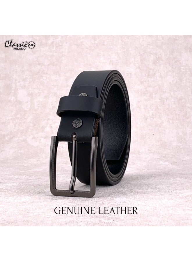 Classic Milano Genuine Leather Belt for Men – Black Formal Belt Men – Men Belts for Office & Business Wear – Mens Belt Leather with Gift Box - Image 3