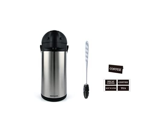 Heritage66 3L Airpot Coffee Dispenser, Stainless Steel Triple-Wall Vacuum Insulated Pump Pot, Thermal Coffee Server Keeps Drinks Hot 12 Hrs/Cold 24 Hrs, Ideal for Home, Office, Parties - Image 2