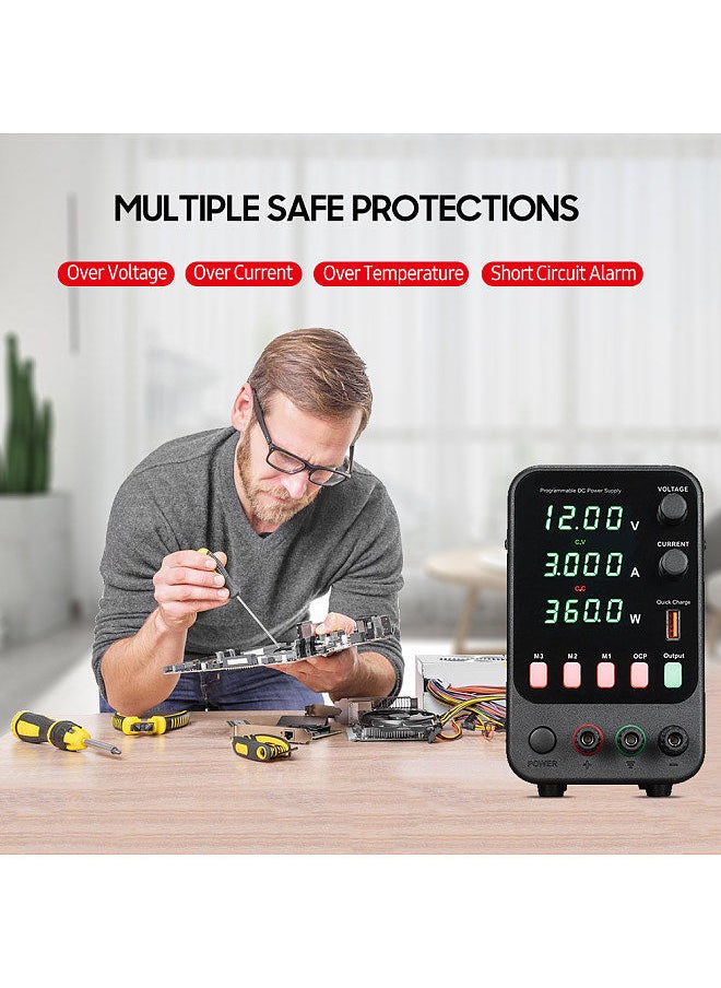 wanptek - WANPTEK Bench DC Power Supply Variable 120V 3A Digital Display Adjustable Switching Regulated Power Supply CV CC with Data Storage - Image 1
