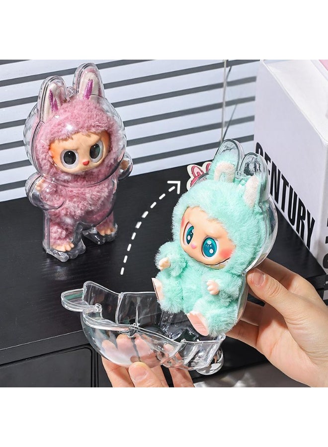 بيوينتي غطاء واقي شفاف من دمية على غرار ملابس Labubu ، غطاء غبار دمية ، يستخدم لحماية وعرض الدمى الثمينة - Image 2