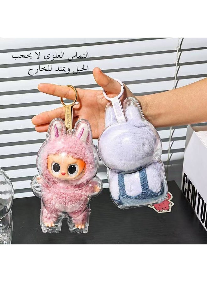 بيوينتي غطاء واقي شفاف من دمية على غرار ملابس Labubu ، غطاء غبار دمية ، يستخدم لحماية وعرض الدمى الثمينة - Image 3