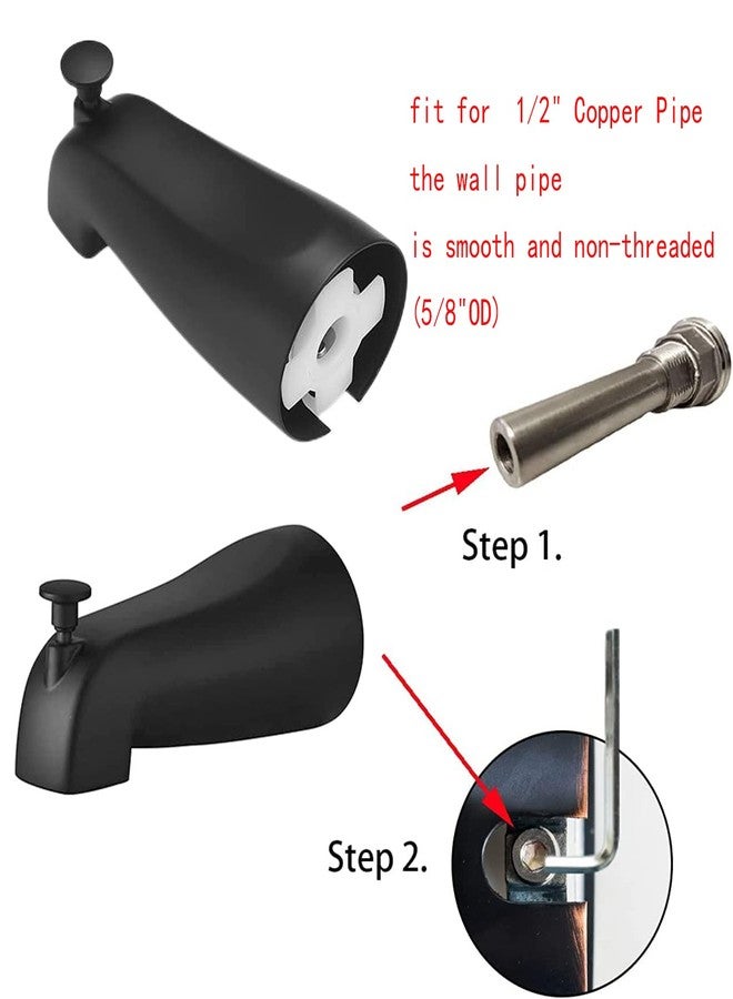 Weirun Bathtub Faucet Tub Spout,Bath Tub Faucets Spout Replacement,Shower Tub Spout with Diverter Fits 1/2" Copper Pipe Matte Black - Image 2