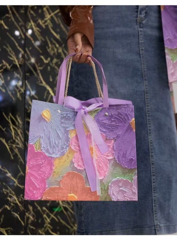Color Gift Bag with Handle,Oil Painting Gift Paper Bags Large Size Shopping Bags for Presents,Birthdays,Festival,Weddings(35*15*32cm) - Image 2