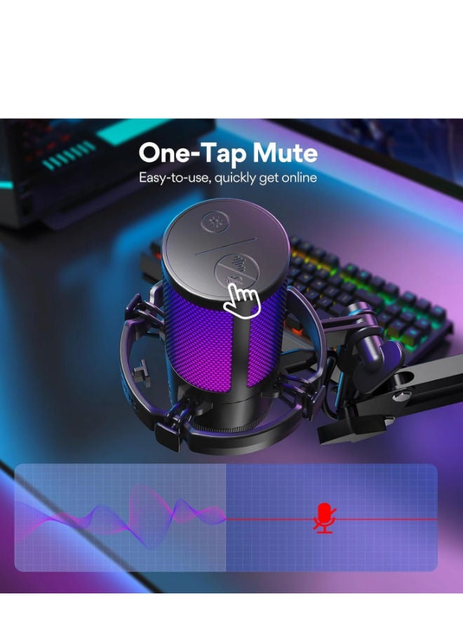 ماونو ميكروفون ألعاب مزود بخاصية إلغاء الضوضاء، ميكروفون USB مكثف RGB للبث، والبودكاست، وتويتش، ويوتيوب، وديسكورد، والتوصيل والتشغيل لأجهزة الكمبيوتر، والكمبيوتر، وماك، وبلاي ستيشن 4، وبلاي ستيشن 5، وDGM20S - Image 2