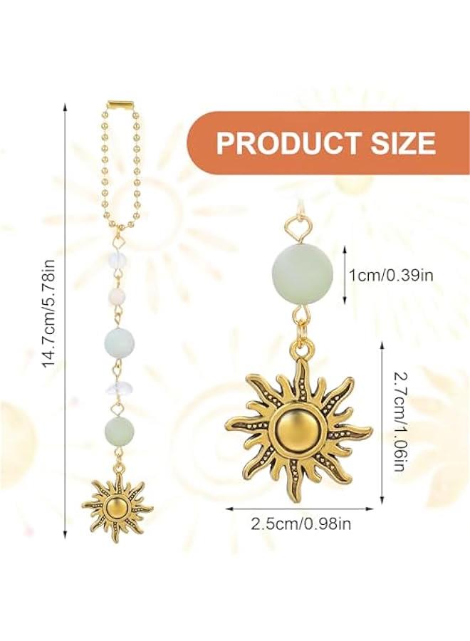 Sun Hanging Car Accessories, Cute Car Rear View Mirror Hanging Charm Handmade Crystals Window Sun Car Decor Boho Dangling Car Ornaments for Women Bag Keychain Car Pendant Accessory - Image 3