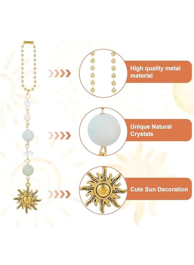 Sun Hanging Car Accessories, Cute Car Rear View Mirror Hanging Charm Handmade Crystals Window Sun Car Decor Boho Dangling Car Ornaments for Women Bag Keychain Car Pendant Accessory - Image 4