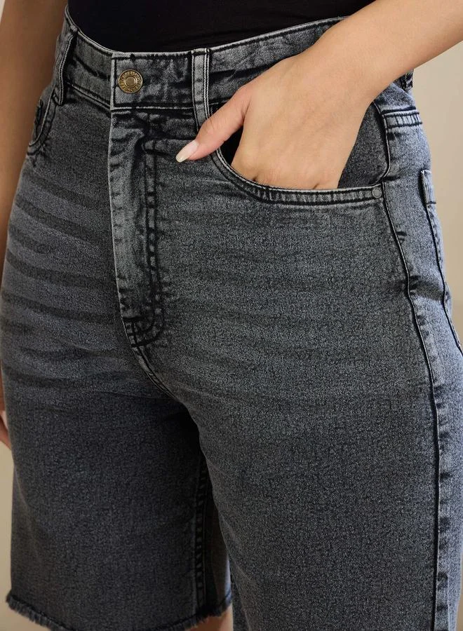 SASSAFRAS Sassafras Grey High Rise Denim Shorts