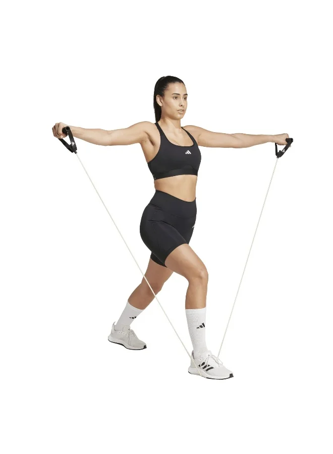 Adidas black Optimé Essentials Stash Pocket 7-Inch Short Leggings for Women | Best Price UAE