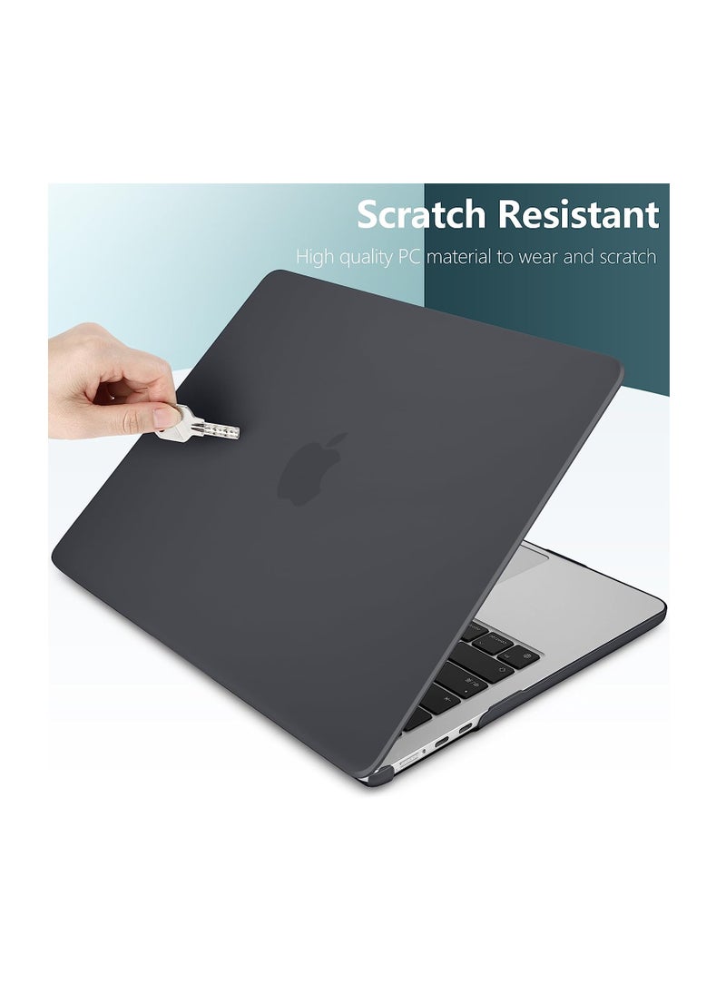 حافظة 3 في 1 متوافقة مع ماك بوك اير 15 بوصة إصدار 2024 2023 M3 M2 طراز A3114 A2941 مع Touch ID وشاشة Retina، حافظة بلاستيكية صلبة للكمبيوتر المحمول + غطاء لوحة مفاتيح + واقي شاشة، أسود