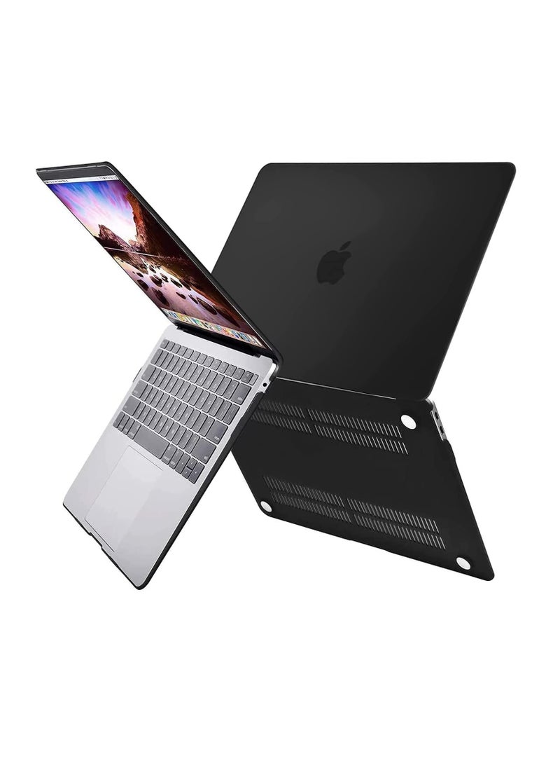 حافظة 3 في 1 متوافقة مع ماك بوك اير 15 بوصة إصدار 2024 2023 M3 M2 طراز A3114 A2941 مع Touch ID وشاشة Retina، حافظة بلاستيكية صلبة للكمبيوتر المحمول + غطاء لوحة مفاتيح + واقي شاشة، أسود
