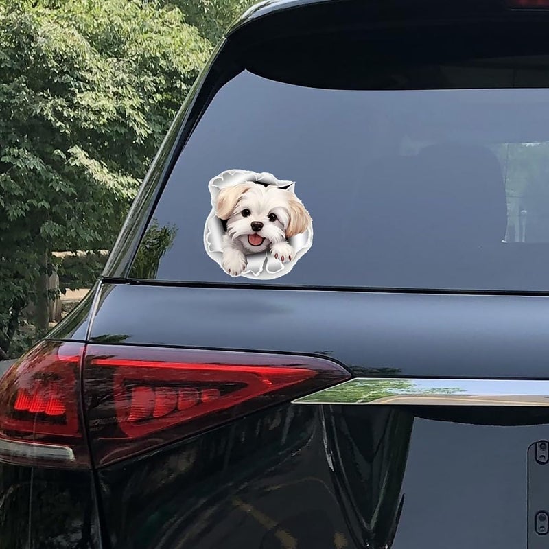 ARS 5.1 Inch Cute Cartoon Animals Peeker Stickers Car Windows Decals Laptop Windshield Trunk Lid Fuel Tank Cap for Kids (Dog) - Image 2