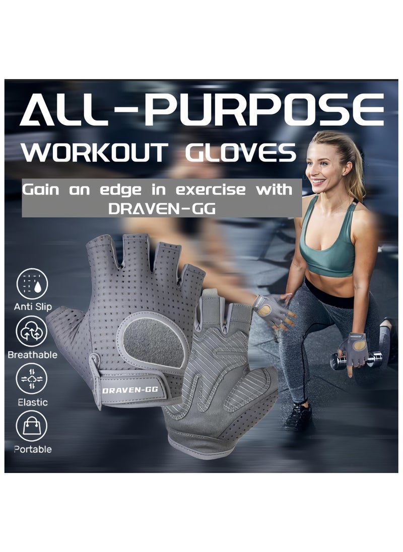 DRAVEN - GG - DRAVEN-GG Gym Gloves Women & Men Breathable Workout Gloves Silicone Non Slip Padded Palm, Enhanced Grip, Smooth Silk Fabric,Multi-purpose Exercise Gloves For Sport Training Cycling Weightlifting - Image 1