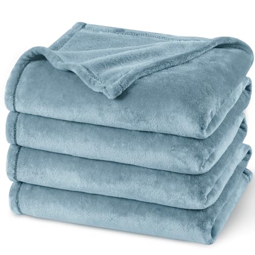 PHF No Shed No Pilling Fleece Blankets Queen Size Ultra Soft Lightweight Cozy Bed Blanket Plush AntiStati Microfiber Room Home Decor Gifts for Women and Men 1 Piece 90 x 90 Dusty Blue - Image 1
