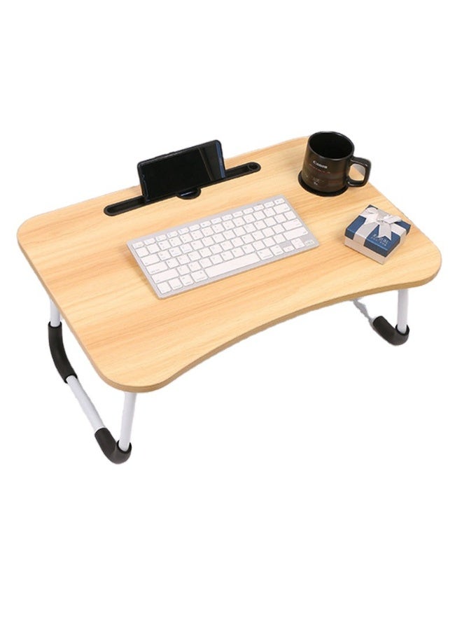 Portable Laptop Table for Bed & Sofa  Foldable Study Table with Cup Holder & Tablet Slot | Adjustable Lap Desk for Laptop, Reading, Writing  Lightweight, Durable & Ergonomic Design for Home, Office, Kids & Adults, colour wood white. - Image 1