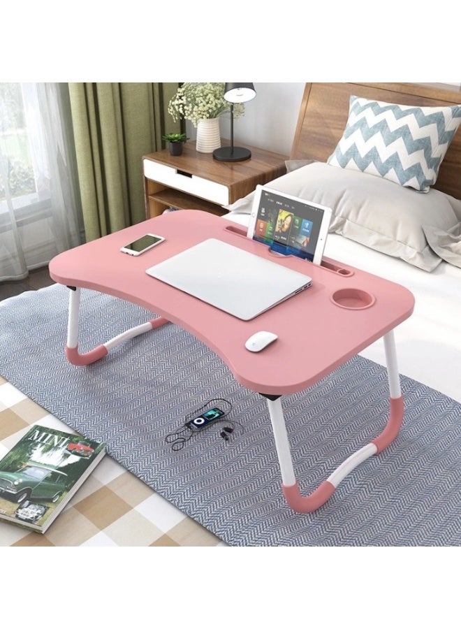 Portable Laptop Table for Bed & Sofa  Foldable Study Table with Cup Holder & Tablet Slot | Adjustable Lap Desk for Laptop, Reading, Writing  Lightweight, Durable & Ergonomic Design for Home, Office, Kids & Adults, colour wood white. - Image 3