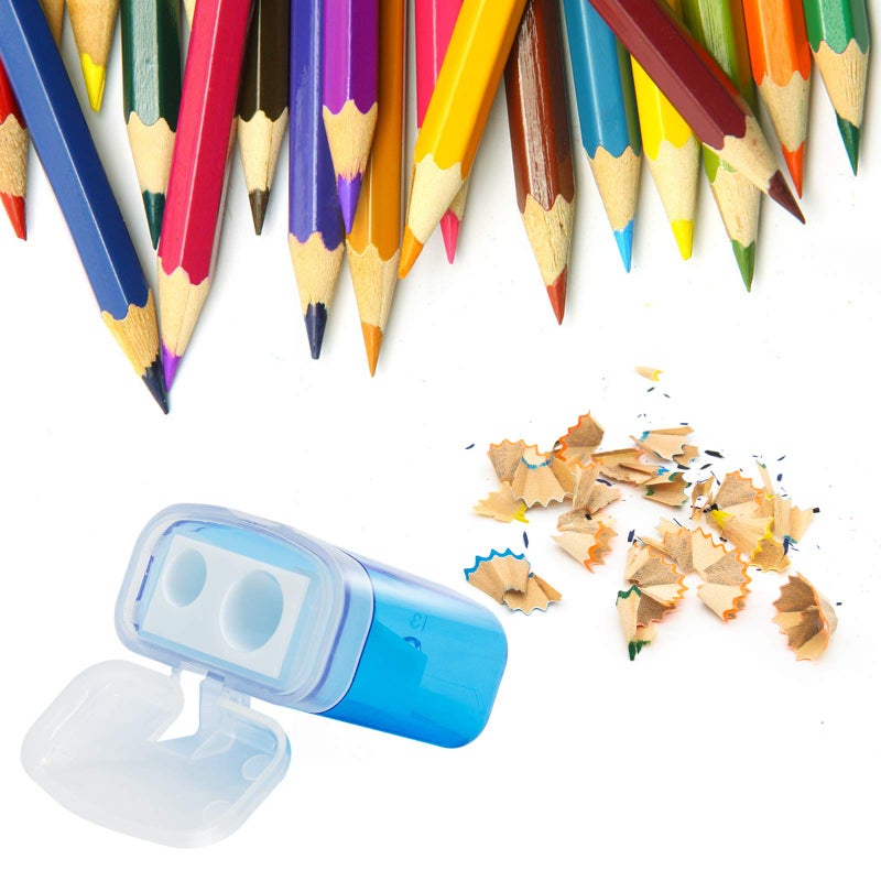KIDMEN 12 PCS 2 Holes Small Manual Pencil Sharpener with Lid,for Kids,School - Image 2