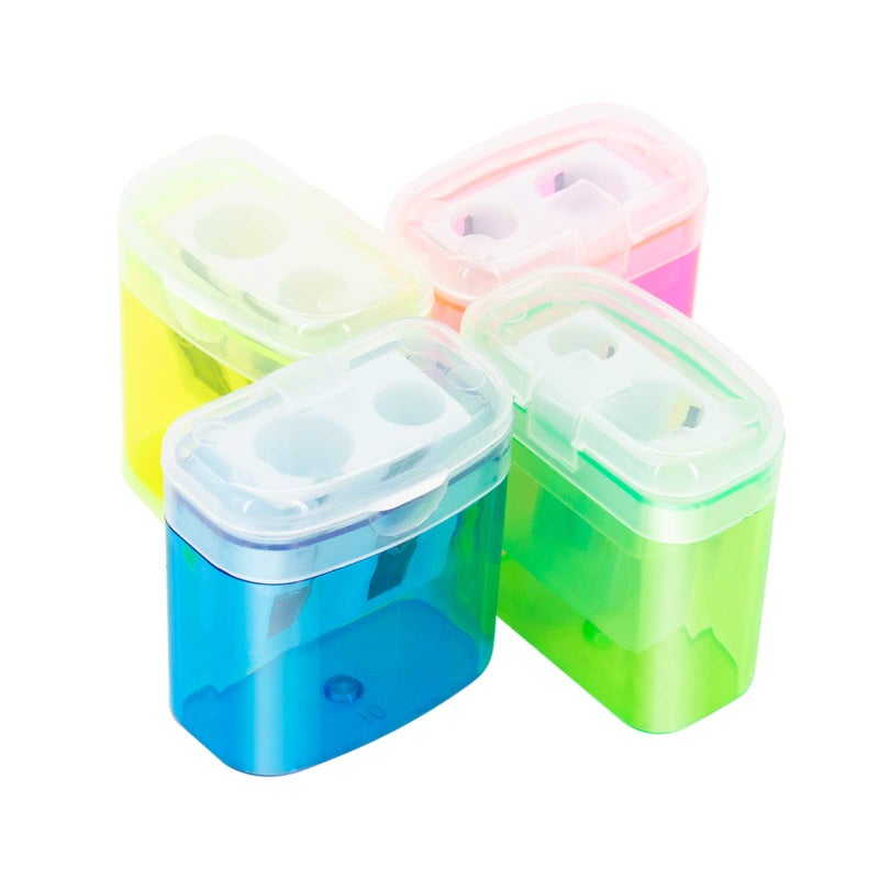 KIDMEN 12 PCS 2 Holes Small Manual Pencil Sharpener with Lid,for Kids,School - Image 3