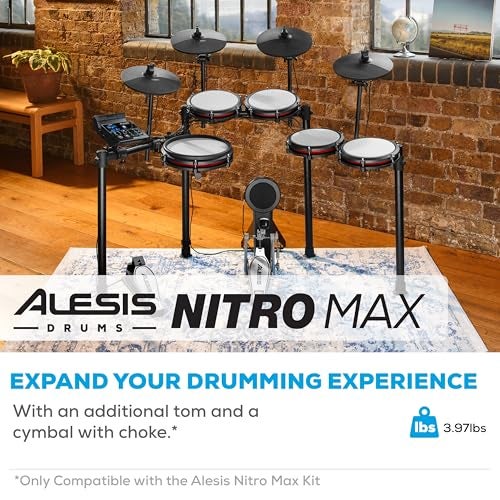 Alesis Drums Nitro Max Expansion Pack - Electric Drum Set Expansion for Nitro Max Kit with Mesh Tom Pad, 10" Cymbal with Choke and Connection Cables - Image 2