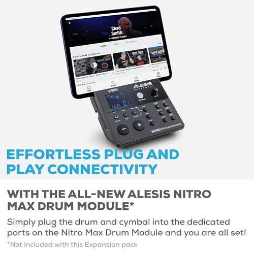 Alesis Drums Nitro Max Expansion Pack - Electric Drum Set Expansion for Nitro Max Kit with Mesh Tom Pad, 10" Cymbal with Choke and Connection Cables - Image 5