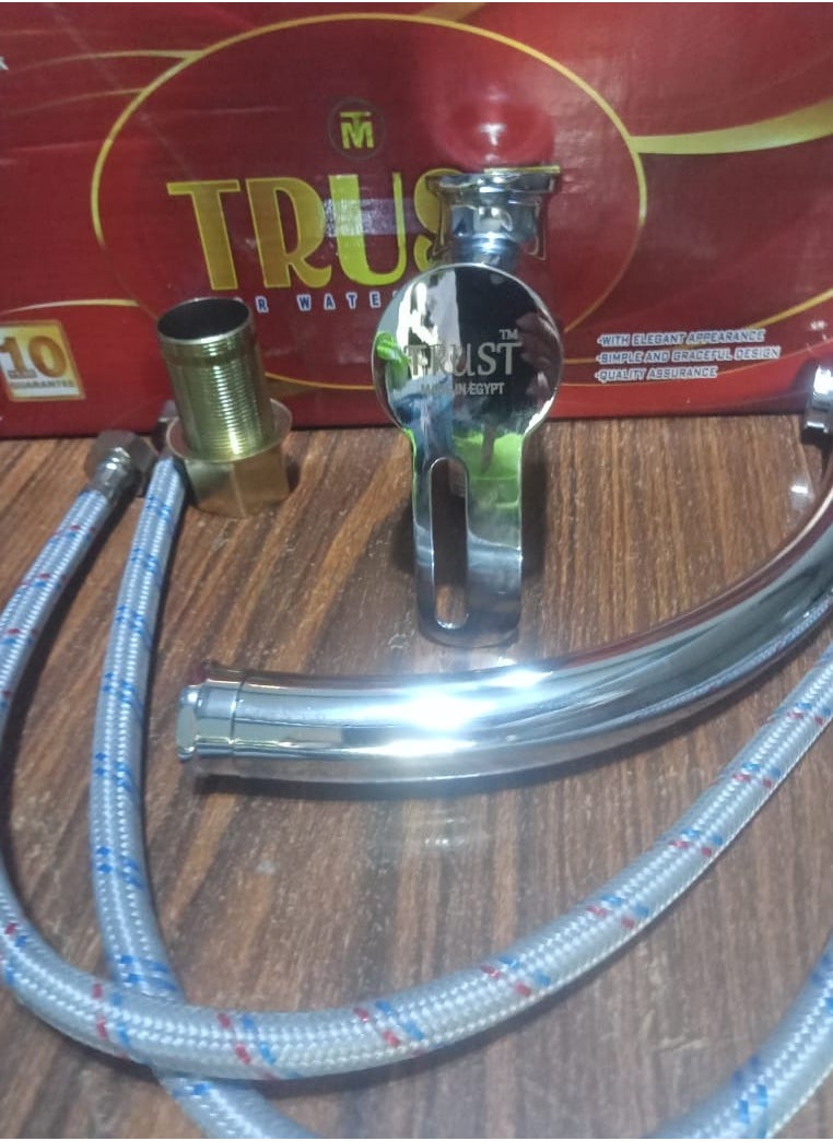 ماركة غير محددة - طقم خلاطات ترست 3 قطع مكون من خلاط بانيو + خلاط حوض وش + خلاط حوض مطبخ جودة عالية لا يتغير لونة مع الاستخدام - Image 1
