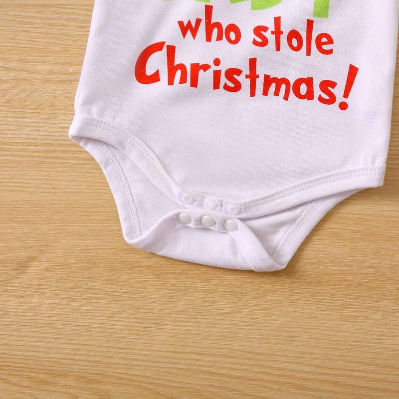 cheekyglo Christmas Baby Bodysuit Plush Overalls Set for Baby, Cute Print Crew Neck Romper Furry Suspender Pants Clothes Set - Image 2