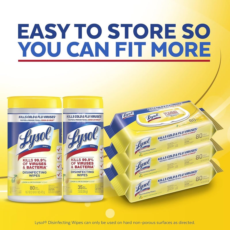 Lysol مناديل تعقيم هاندي باك، برائحة الليمون وزهرة الليمون، 480 قطعة - Image 5
