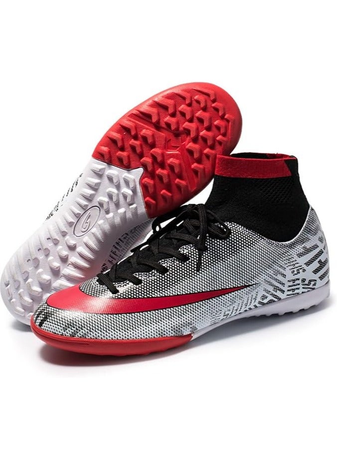 Fashion Football Boots, Unisex High-Top Soccer Athletics Training Sport Football Shoes, Non-Slip Soccer Shoes Sneakers for Child Teens Boy Girl Adult  - Image 1