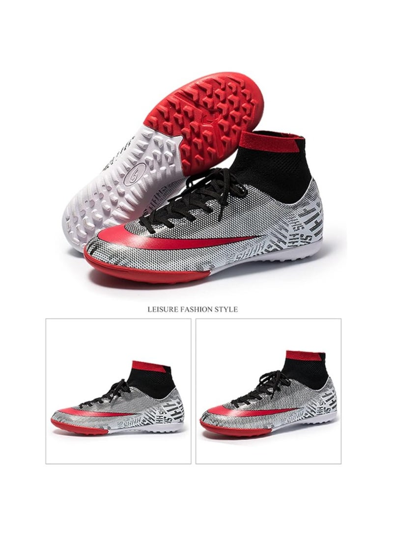 Fashion Football Boots, Unisex High-Top Soccer Athletics Training Sport Football Shoes, Non-Slip Soccer Shoes Sneakers for Child Teens Boy Girl Adult  - Image 2