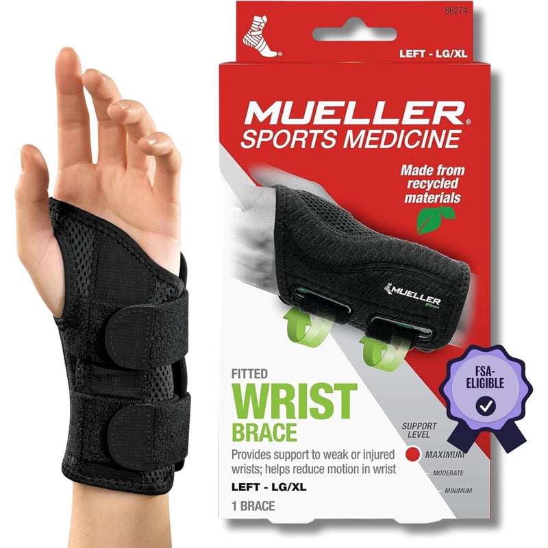 Mueller Green Fitted Wrist Brace, Left, LG/XL - Image 1