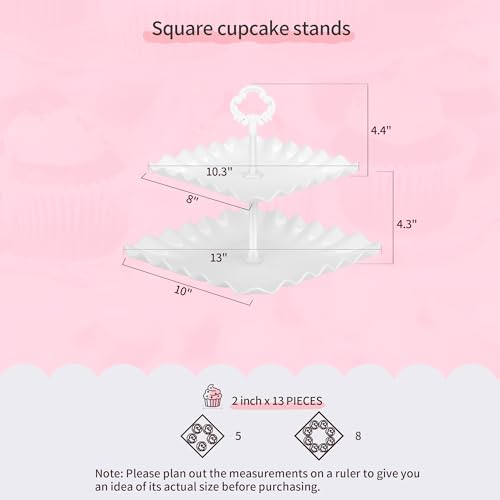 NWK Pack of 10 NWK Dessert Stand Set with 2X Large 2-Tier and 2X Large 3-Tier Cupcake Stands, 4 x Appetizer Trays, 2 x Cake Pop Stands, for Birthday Baby Shower Party Decorations - Image 4
