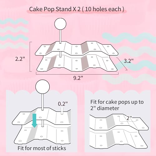 NWK Pack of 10 NWK Dessert Stand Set with 2X Large 2-Tier and 2X Large 3-Tier Cupcake Stands, 4 x Appetizer Trays, 2 x Cake Pop Stands, for Birthday Baby Shower Party Decorations - Image 5