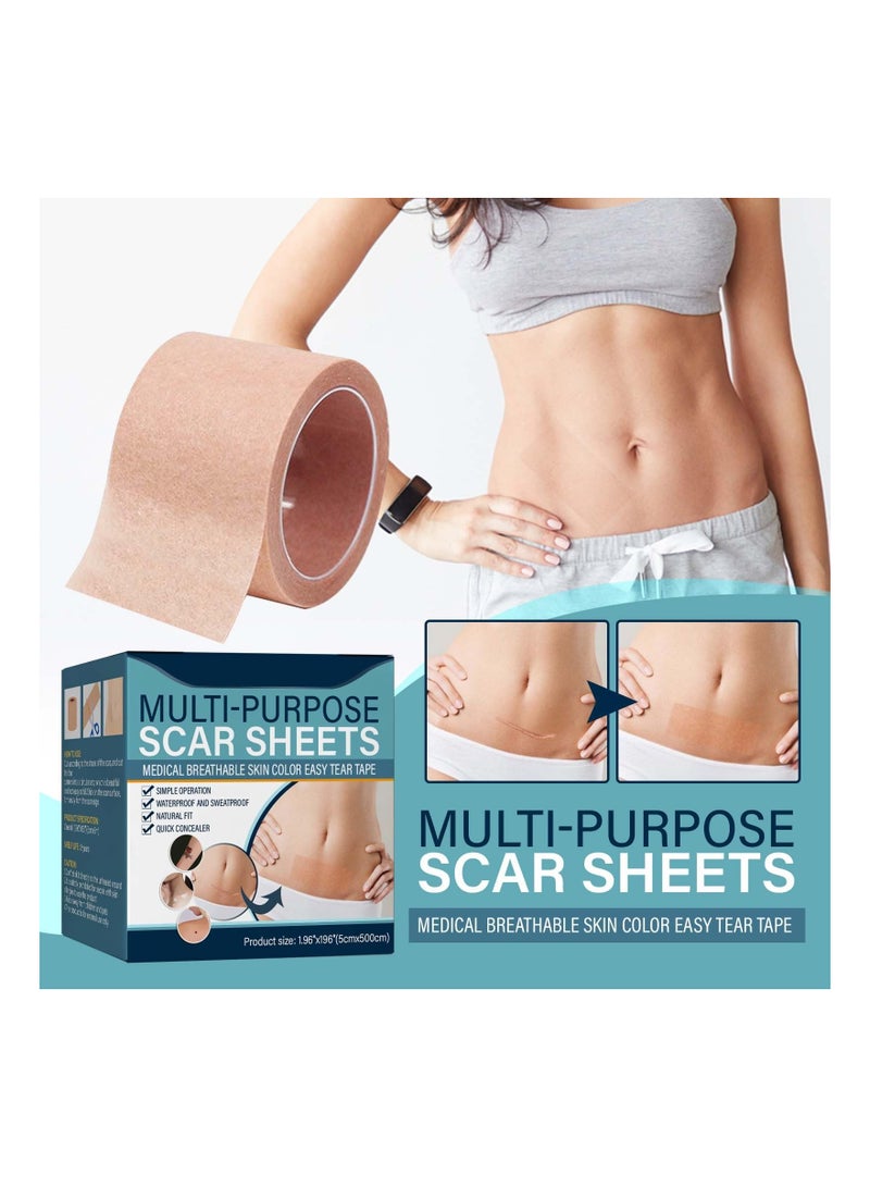 SYOSI 1Pcs Scar Sheets, Scar Tape Roll (1.96in x 196in Roll) - Extra Long Scar Strip for various scars - Waterproof and Cutable Scar Cover Sheets - Skin Tone Scar Patches - Image 2