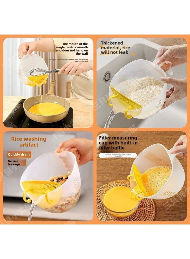 Filtering Multifunctional Scale Measuring Cup Rice Washing Artifact Egg Filter Mesh Household Cream Filtering Baking Filtering Measuring Cup-Specifications:Upgraded To 29 Generations [large Size Capacity 1000ML] Water Shopping + Measurement-color:Everyone Is Crazy And Grabbed: Take One Shot Of Four [2 Measuring Cups + 2 Filter Boards] None Of Your Hands Are Slow
