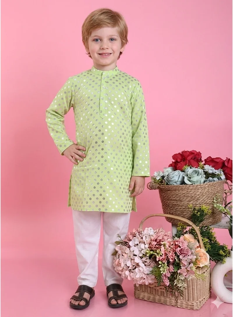 Saka Designs Boys Geometric Foil Printed Kurta and Pyjamas Set