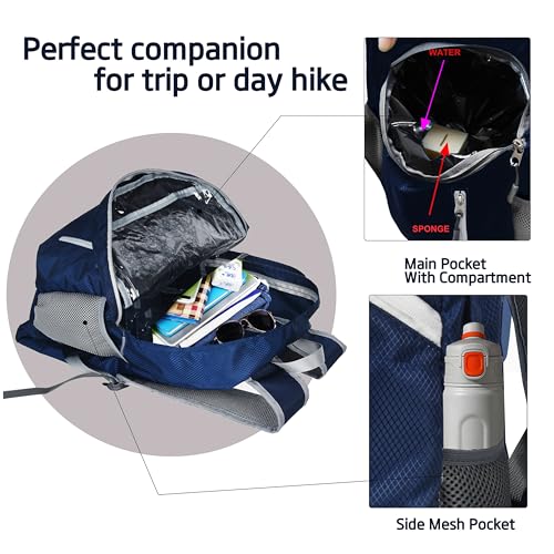 BEMYGREENBAG 35L Foldable Waterproof Backpack For Outdoor Sports With Inside Wet Clothes Compartment Packable For Multiple Uses Ultra Lightweight Ideal For Hiking Men And Women Travel(Dark Blue) - Image 3