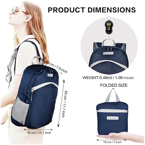 BEMYGREENBAG 35L Foldable Waterproof Backpack For Outdoor Sports With Inside Wet Clothes Compartment Packable For Multiple Uses Ultra Lightweight Ideal For Hiking Men And Women Travel(Dark Blue) - Image 2