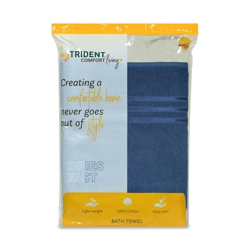 MYTRIDENT Bath Towel | Comfort Living | Quick Drying | Travel Friendly | for Men/Women | 1 Piece Large Size | 100% Cotton 400 GSM | 70 x 140 cms - New Navy - Image 4