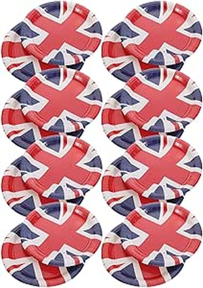 16 Patriotic Union Jack 9 Inch Disposable Plates For Birthday Summer Parties - Image 1