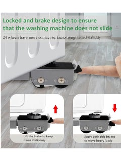 Yuwell Heavy Duty Adjustable Appliance Base with Moving Roller for Home Appliances Washing Machines Refrigerators Dryers Dishwashers and Equipment with Wheels Anti-Skid Pad With Brake  - Image 4