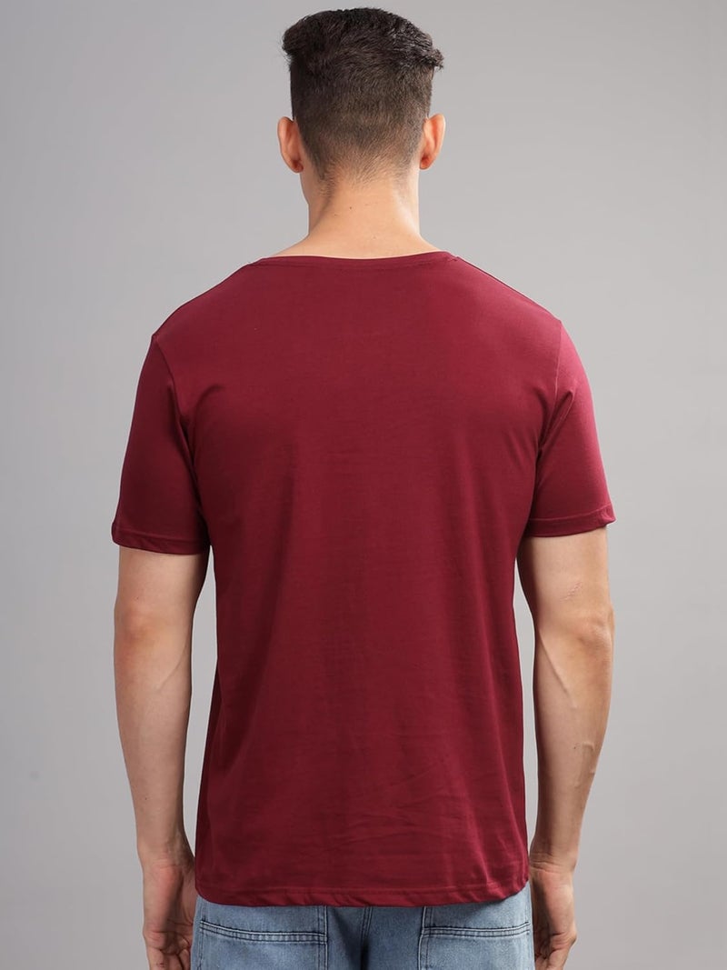 ADRO Men's Premium Cotton Graphic Printed T-Shirt - Maroon Crew Neck Tee - Image 4