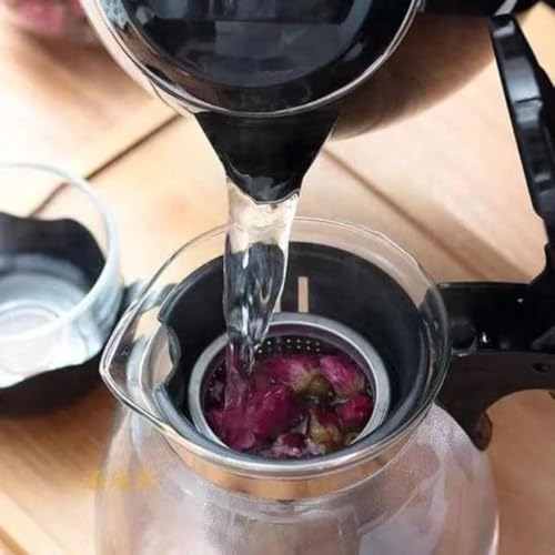 GipiBox® Borosilicate Round Glass Tea Pot with Heat Resistant Stainless Steel Infuser Perfect for Tea and Coffee Maker, Clear Glass Kettle (TEAPOT with Black Handle) 1000ml - Image 5