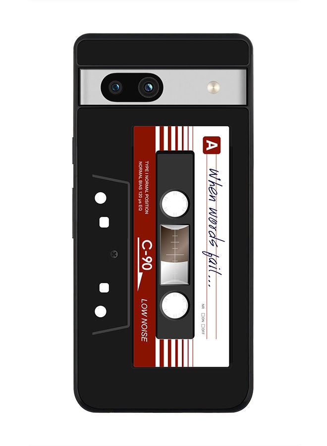 Stylizedd Rugged Black edge case for Google Pixel 7a 5G Slim fit Soft Case Flexible Rubber Edges Anti Drop TPU Gel Thin Cover -  When Words Fail (Black Tape) - Image 1