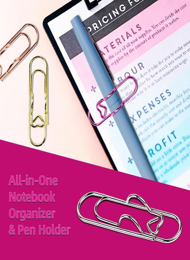 AttoShow 20 Pcs Metal Pen Holder Clip for Notebook, Strong Grip Pen Clips Holder for Pens Under 0.5 Inch, 4 Colors (Gold Silver Rose Gold Burgundy) Planner Accessories, Office & School Supplies - Image 3