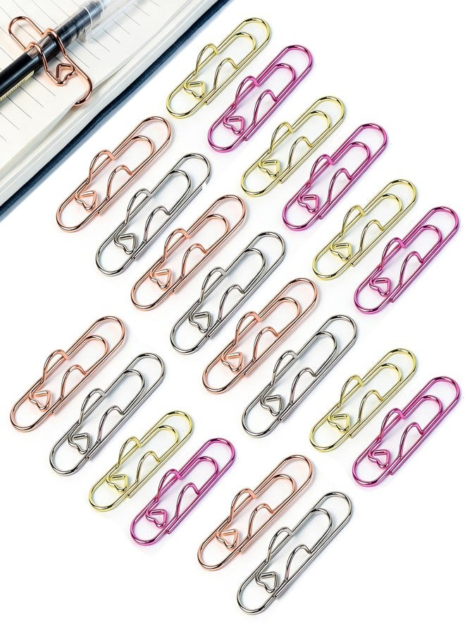 AttoShow 20 Pcs Metal Pen Holder Clip for Notebook, Strong Grip Pen Clips Holder for Pens Under 0.5 Inch, 4 Colors (Gold Silver Rose Gold Burgundy) Planner Accessories, Office & School Supplies - Image 1