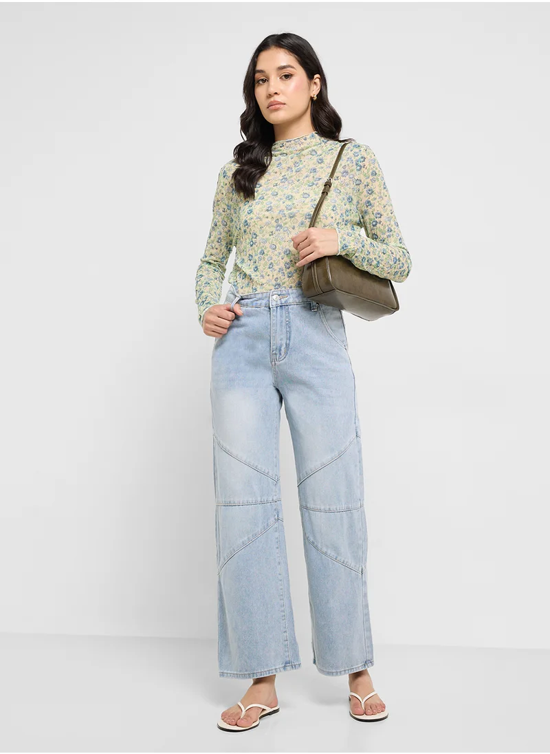 جينجر High Rise Barrel Leg Jeans