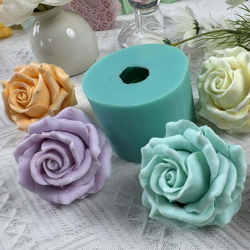 Great Mold 3D Flower Beautiful Bloom Rose Mold for Candle Making Candle Making Mould Soap Making Silicone Fondant Soap 3D Cake Molds Epoxy Resin Wax Cupcake Jelly Candy Chocolate Decoration Baking Tool Moulds - Image 4